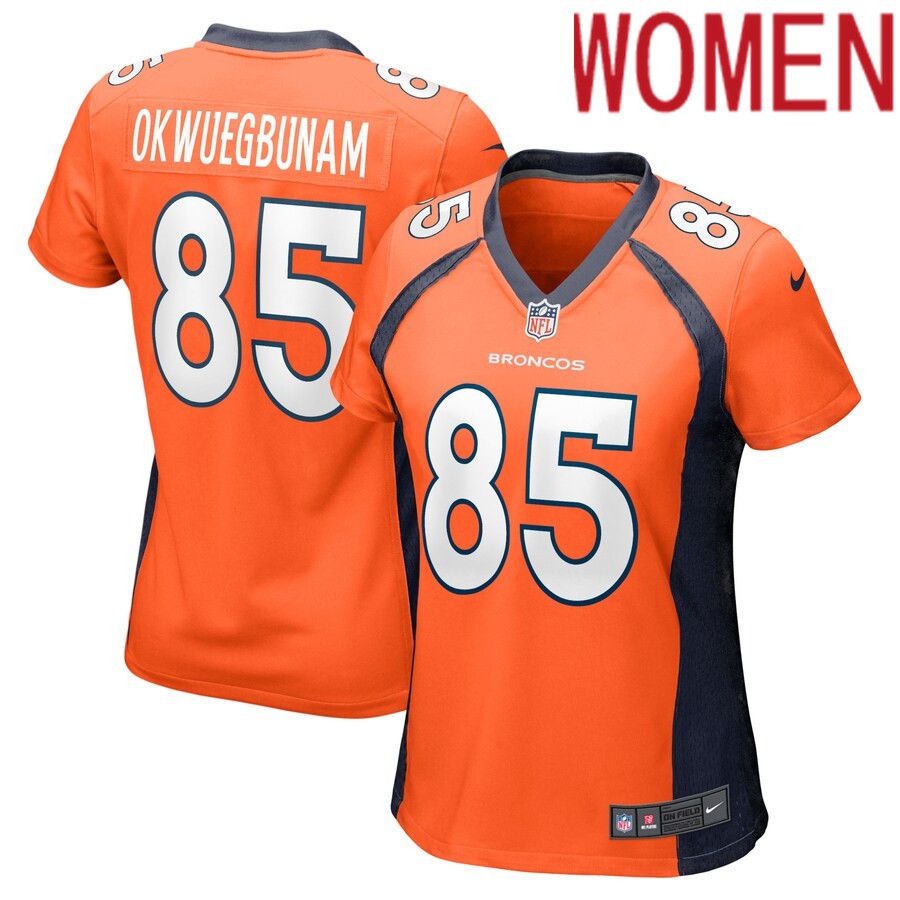 Women Denver Broncos #85 Albert Okwuegbunam Nike Orange Game NFL Jersey